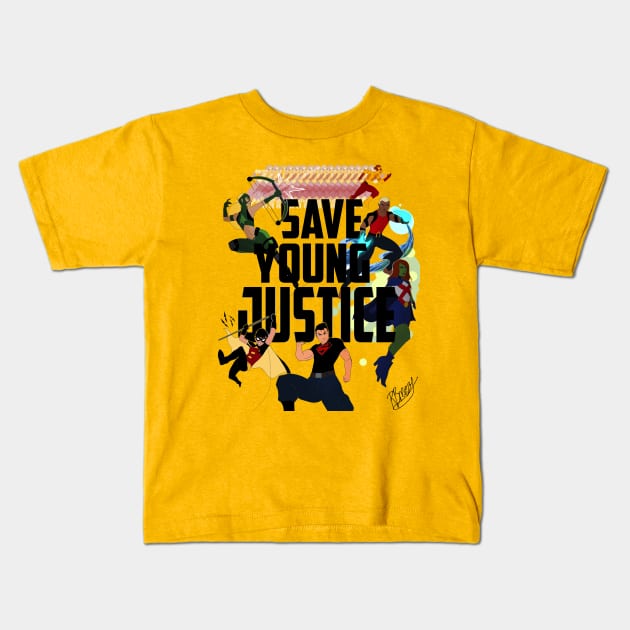 SAVE YOUNG JUSTICE PRINT by YOUNG JUSTICE NEEDS A SEASON 3 Kids T-Shirt by Young Justice Needs A Season 3